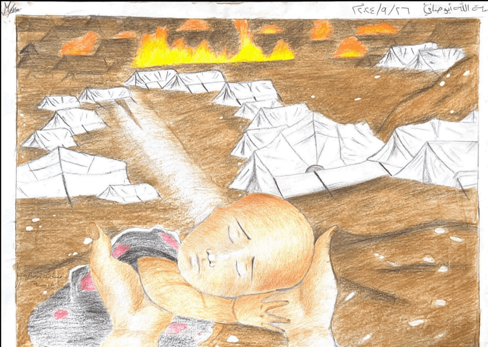 The Tents of Rafah — a painting by Menna Abu Safi, age 16