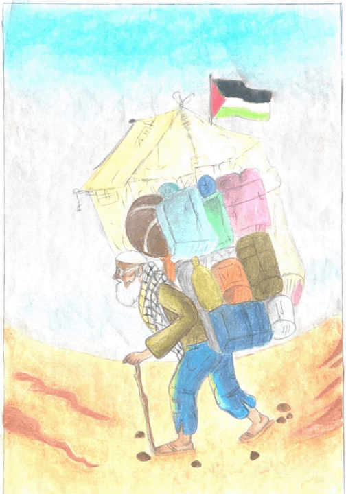 From Tent to Tent — a painting by Menna Abu Safi, age 16