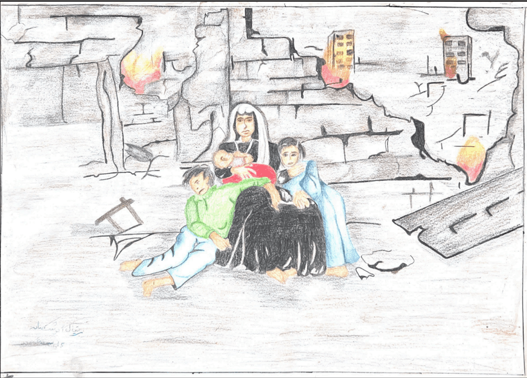 Nowhere to Go — a painting by Rital Abu Shakyan, age 15