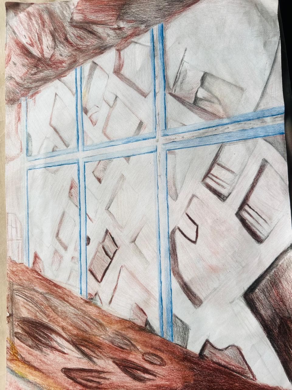 Painting of Tell el-Ajjul from memory by a young artist of the Mayasem Association