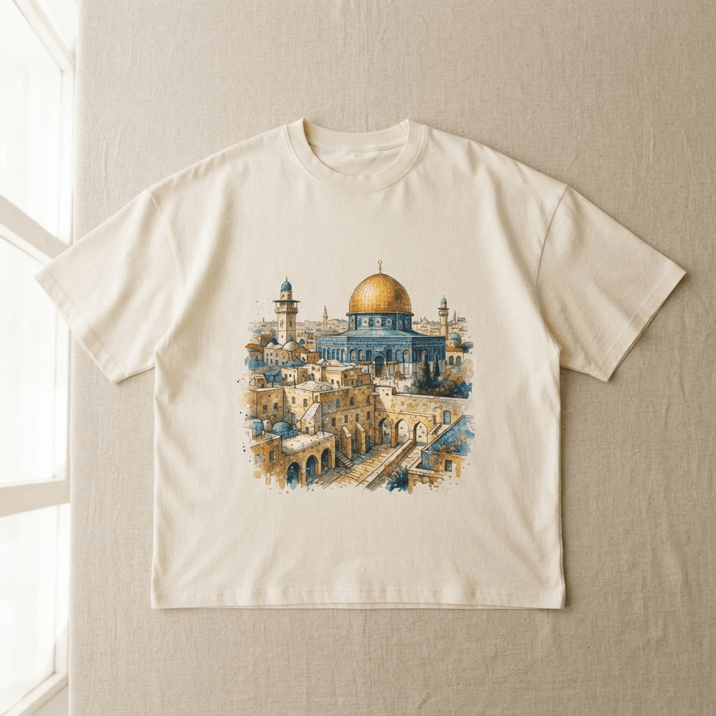 The Jerusalem T (Short Sleeve) — Short sleeve oversized t-shirt featuring a painted artistic 